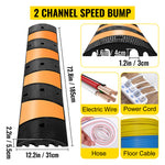 Amocart Rubber Speed Bump 2 Channel Speed Bump Hump 72.8x12.2x2.2 Garage Cable Ramp for Asphalt Concrete Gravel Driveway-6 FT