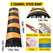 Bild in Galerie-Viewer laden, Amocart Rubber Speed Bump 2 Channel Speed Bump Hump 72.8x12.2x2.2 Garage Cable Ramp for Asphalt Concrete Gravel Driveway-6 FT
