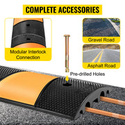 Bild in Galerie-Viewer laden, Amocart Rubber Speed Bump 2 Channel Speed Bump Hump 72.8x12.2x2.2 Garage Cable Ramp for Asphalt Concrete Gravel Driveway-6 FT
