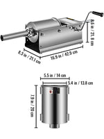 Amocart 3L Horizontal Sausage Stuffer Manual Sausage Maker Stainless Steel With 5 Filling Nozzles For Home & Commercial Use