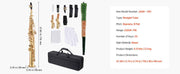 Bild in Galerie-Viewer laden, SucceBuy Straight Soprano Brass Saxophone B Flat 23 Keys, Mouthpiece, Cleaning Cloth Rod, Gloves, Neck Strap, kit for Beginners

