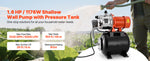 Amocart 1HP/1.6 HP Shallow Well Pump with Pressure Tank 120V Stainless 5-Gal Tank 20/40 PSI Pressure Switch for Home Garden