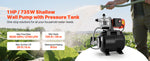 Amocart 1HP/1.6 HP Shallow Well Pump with Pressure Tank 120V Stainless 5-Gal Tank 20/40 PSI Pressure Switch for Home Garden
