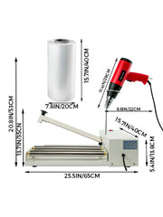 Bild in Galerie-Viewer laden, SucceBuy 12/18/24in Shrink Wrap Sealer Laminating Machine W/ Heat Gun 1800W Film Available Roll For PVC POF Film Books Toys Food
