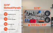 Charger l'image dans la visionneuse de galerie, Amocart 8x4ft White/Grey Slat Wall Paneling PVC Garage Slatwall with Accessories Adjustable Tool Storage Panel Fits for Display
