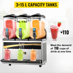 Amocart 45L Commercial CoSlushy Machine Intelligent LED Control Panel Drink Dispenser Juicer Beverage Granizing Smoothie Maker