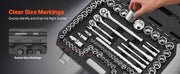 Load image into Gallery viewer, SucceBuy Socket Set 86 Pieces 3/8 1/4 1/2in Drive Socket and Ratchet Set SAE Metric Mechanic Tool Kit with Ratchet Wrench
