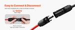 Amocart Solar Panel Extension Cable 20FT Black + 20FT Red / 30FT Black + 30FT Red / 50FT Black + 50FT Red / 100FT Black + 100FT Red 10AWG with Female & Male Waterproof Connectors 6mm² PV Cable for Home Ship