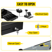 Load image into Gallery viewer, SucceBuy Cash Register Drawer 16" 12 V for POS System Tray Removable Coin Compartment &amp; 2 Keys Included RJ11/RJ12 Cable Drawer
