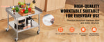Amocart Stainless Steel Work Table Commercial Food Prep Worktable with 4 Wheels Heavy Duty Prep Worktable for Restaurant Home