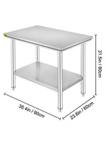 Amocart Stainless Steel Kitchen Work Bench Commercial Catering Table Worktable w/Undershelf 330LBS 286LBS for Restaurant Garage