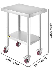 Bild in Galerie-Viewer laden, Amocart Stainless Steel Kitchen Worktable shelves Commercial Work Bench Table with Caster Wheels for Home Restaurant Storage
