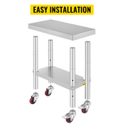 Bild in Galerie-Viewer laden, SucceBuy Stainless Steel Kitchen Worktable shelves Commercial Work Bench Table with Caster Wheels for Home Restaurant Storage
