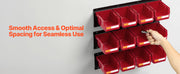 Charger l'image dans la visionneuse de galerie, SucceBuy Bacs de rangement muraux 12 bacs en plastique et 3 rails métalliques Boîte de rangement suspendue et empilable pour garage, atelier, clous et outils
