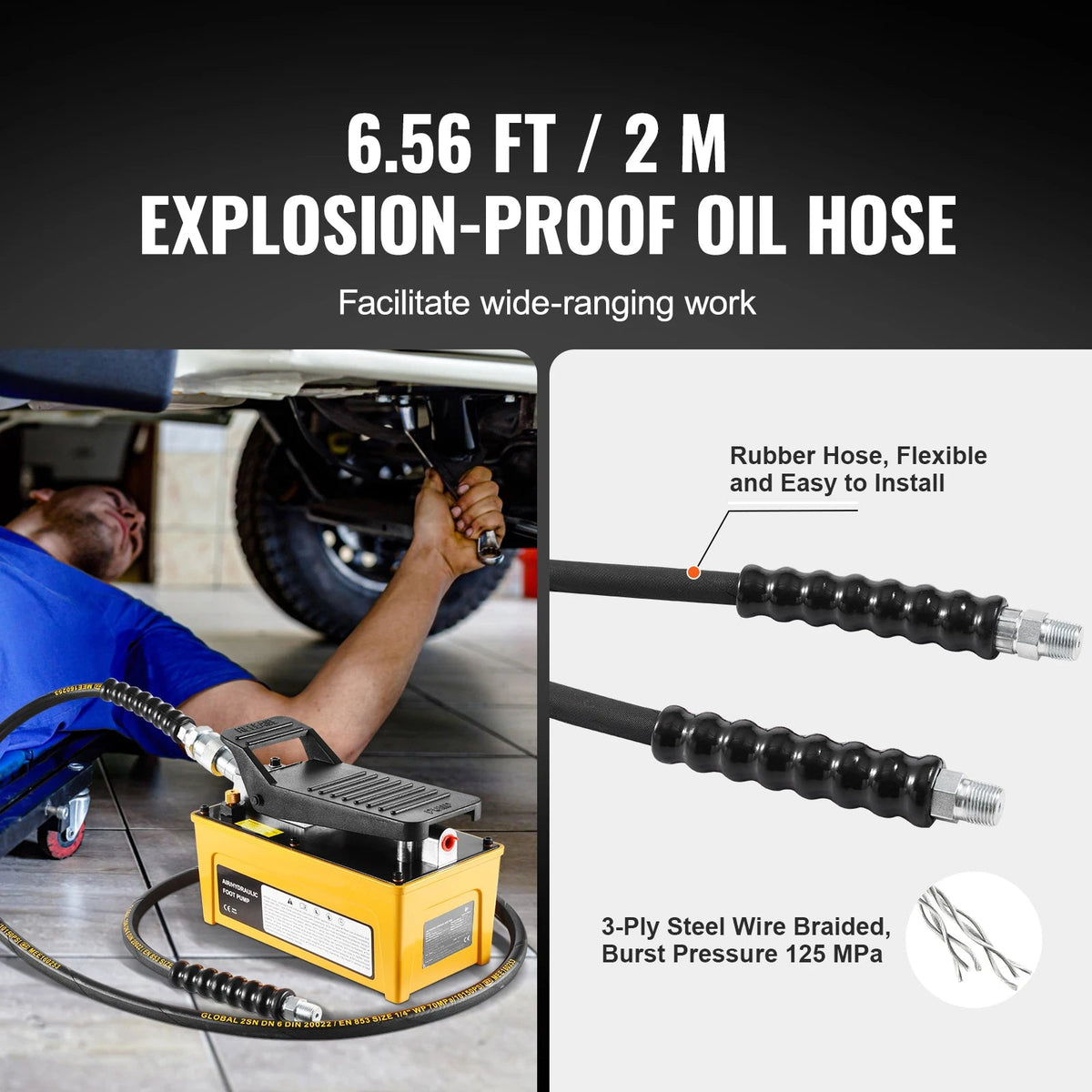 SucceBuy 10000PSI Air Hydraulic Pump 0.42 Gal Reservoir Treadle Foot Pump Automobile Repair Frame Machine & Hydraulic Press - AMOCARTSucceBuy 10000PSI Air Hydraulic Pump 0.42 Gal Reservoir Treadle Foot Pump Automobile Repair Frame Machine & Hydraulic Press