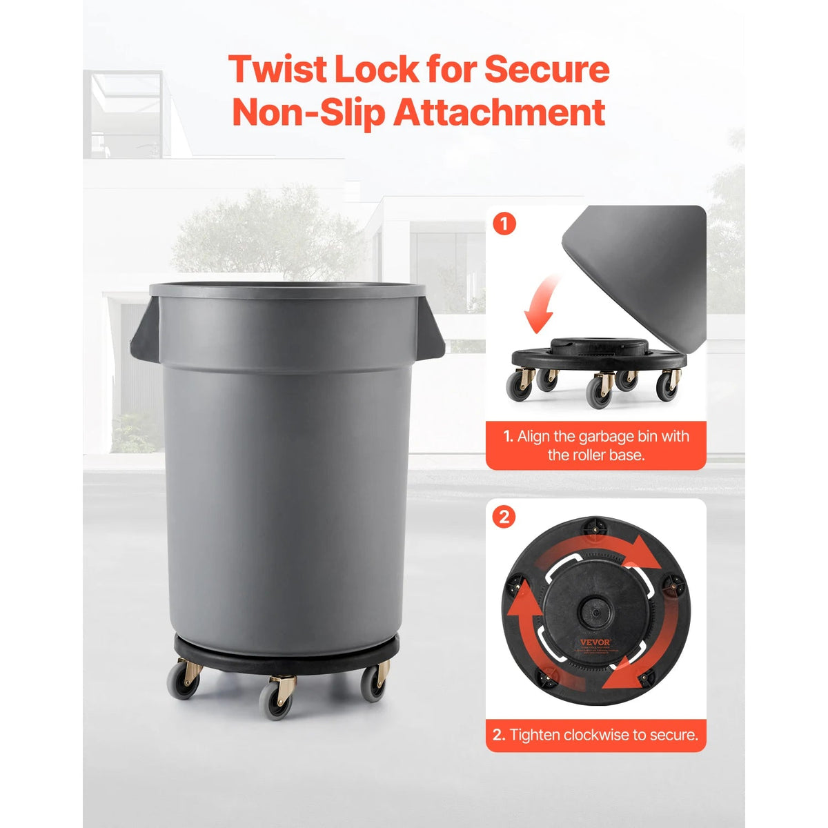 SucceBuy 1/2 Packs Trash Can Dolly Round Roller Base with 4 Lockable Wheels Rolling Barrel Cart Fit 20/32/44/55 Gal Containers - AMOCARTSucceBuy 1/2 Packs Trash Can Dolly Round Roller Base with 4 Lockable Wheels Rolling Barrel Cart Fit 20/32/44/55 Gal Containers
