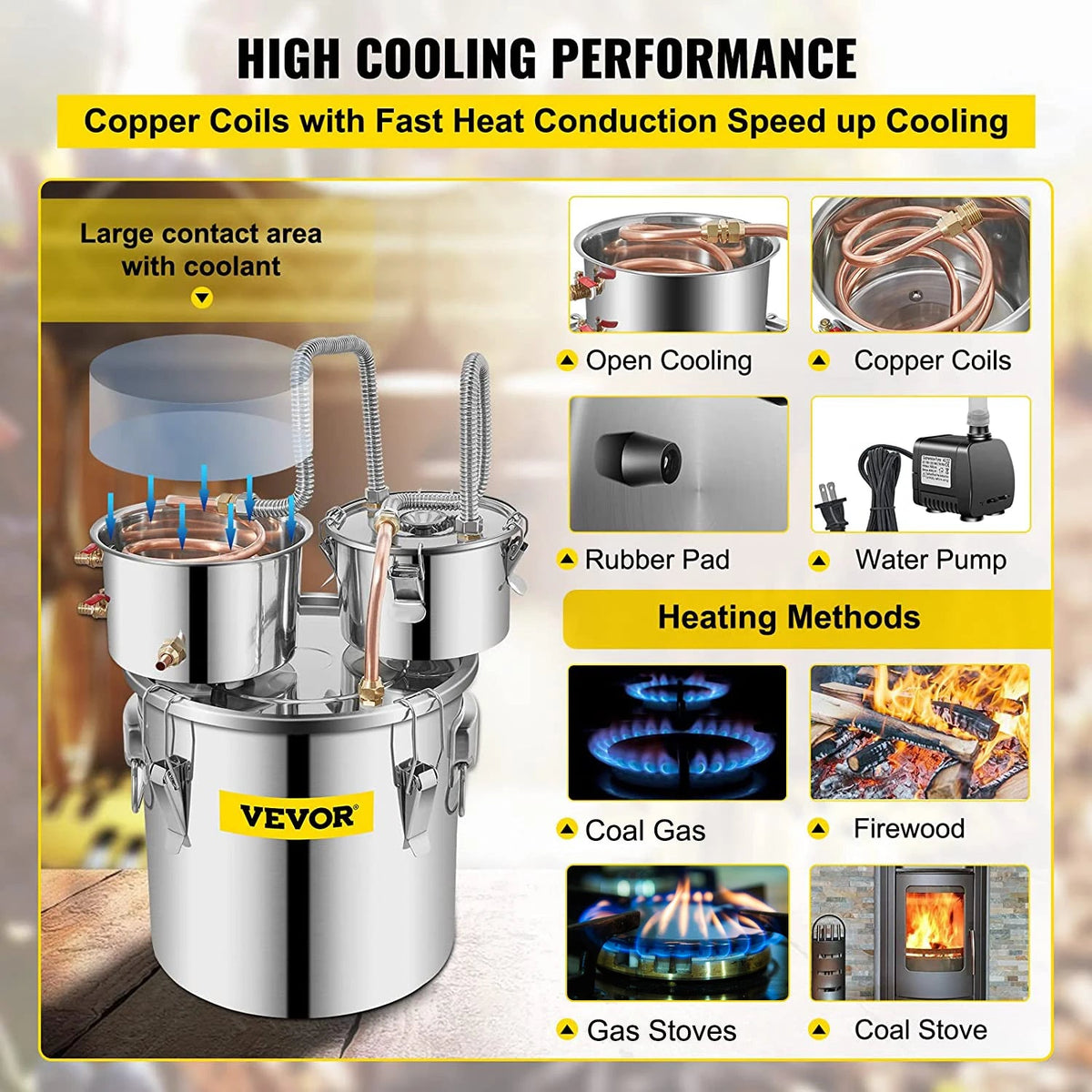 SucceBuy 12L 20L 30L 50L Alcohol Brewing Distiller DIY Moonshine Apparatus Stainless Steel Still Whisky Brandy Home Appliance - AMOCARTSucceBuy 12L 20L 30L 50L Alcohol Brewing Distiller DIY Moonshine Apparatus Stainless Steel Still Whisky Brandy Home Appliance
