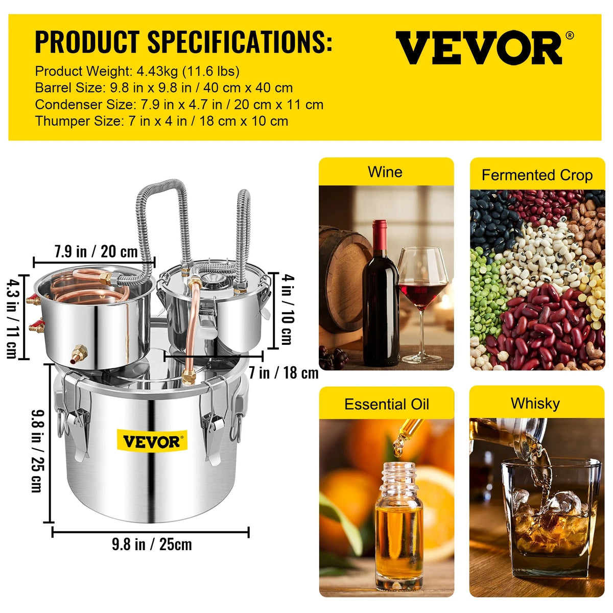 SucceBuy 12L 20L 30L 50L Alcohol Brewing Distiller DIY Moonshine Apparatus Stainless Steel Still Whisky Brandy Home Appliance - AMOCARTSucceBuy 12L 20L 30L 50L Alcohol Brewing Distiller DIY Moonshine Apparatus Stainless Steel Still Whisky Brandy Home Appliance