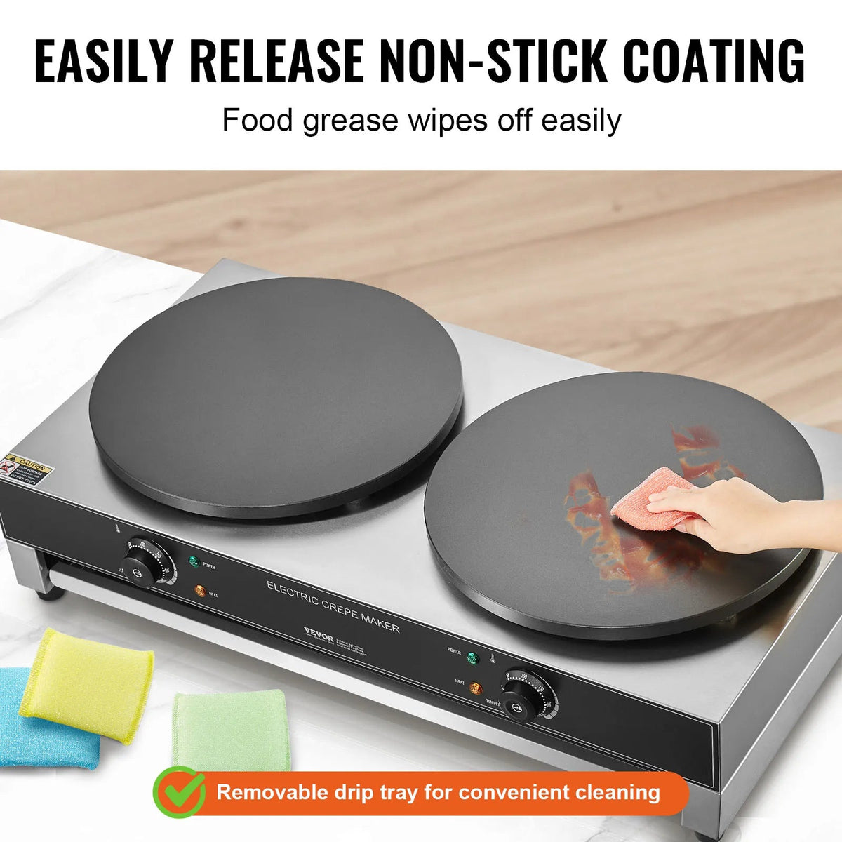 SucceBuy 16inch Electric Crepe Maker Double Head Commercial Crepe Machine 3400W Flat Plate Crepe Griddle Nonstick Pancake Stove - AMOCARTSucceBuy 16inch Electric Crepe Maker Double Head Commercial Crepe Machine 3400W Flat Plate Crepe Griddle Nonstick Pancake Stove