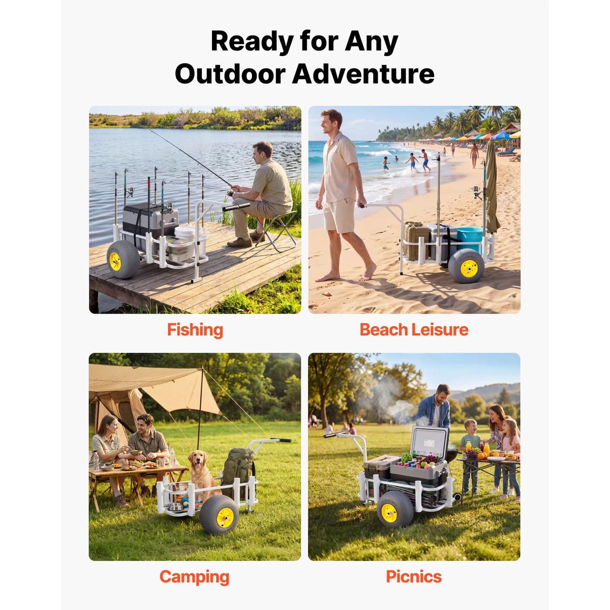 SucceBuy 200LBS Foldable Beach Fishing Cart with Carbon Steel Frame 13in PU Balloon Tires & 7 Rod Holders for Outdoor Activities - AMOCARTSucceBuy 200LBS Foldable Beach Fishing Cart with Carbon Steel Frame 13in PU Balloon Tires & 7 Rod Holders for Outdoor Activities