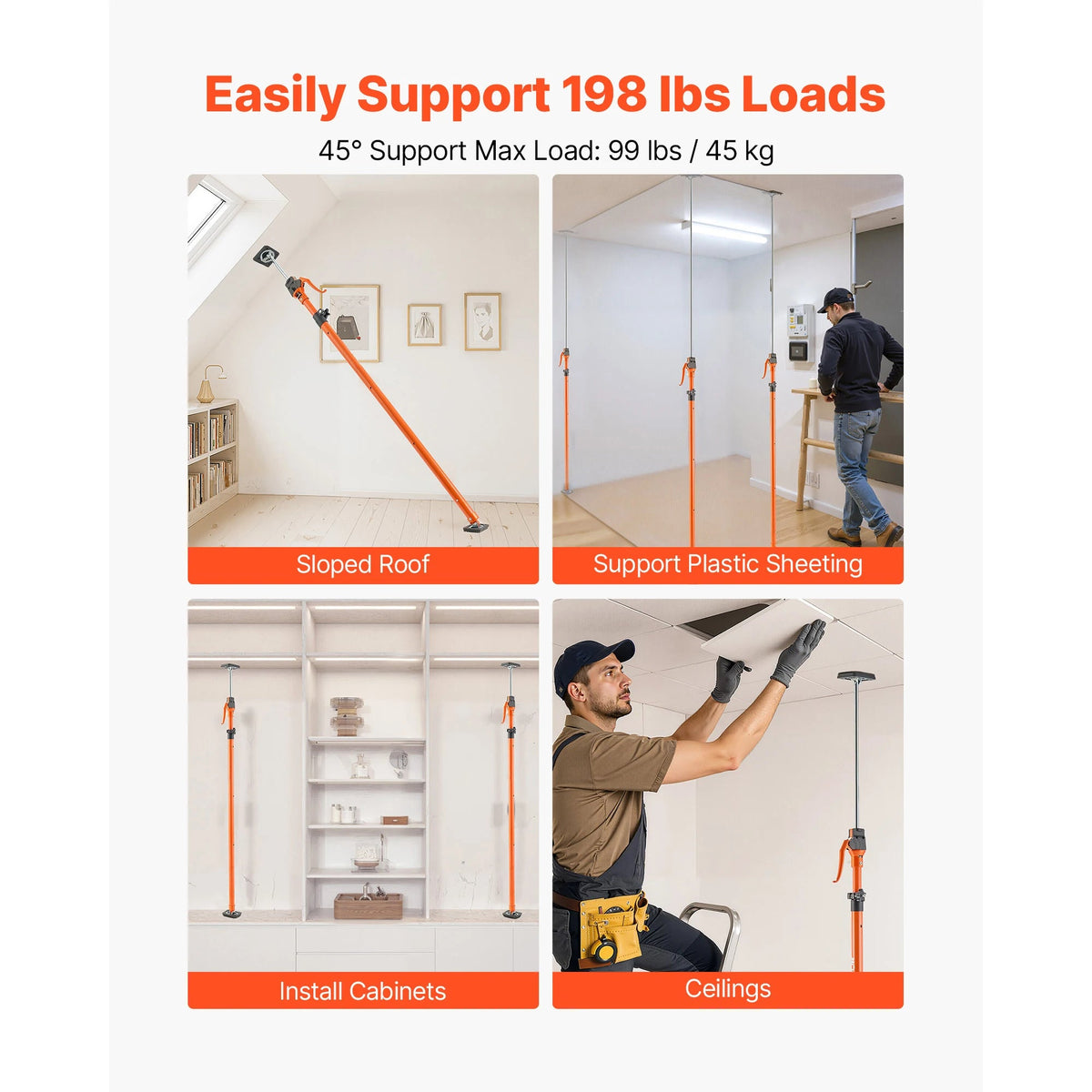 SucceBuy 2/4 Pack Cabinet Jack Support Pole 49-114in Steel Telescopic Support Rod Adjustable 3rd System for Lifting Drywall - AMOCARTSucceBuy 2/4 Pack Cabinet Jack Support Pole 49-114in Steel Telescopic Support Rod Adjustable 3rd System for Lifting Drywall