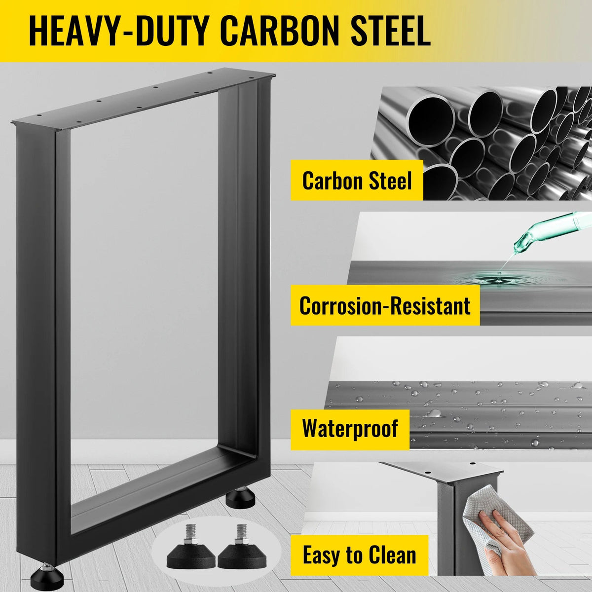 SucceBuy 2PCS Table Legs Steel 2204LBS /1000KG Load Square Shape with Pre-Drilled Holes for Home Use Commercial Bar Hotel Office - AMOCARTSucceBuy 2PCS Table Legs Steel 2204LBS /1000KG Load Square Shape with Pre-Drilled Holes for Home Use Commercial Bar Hotel Office