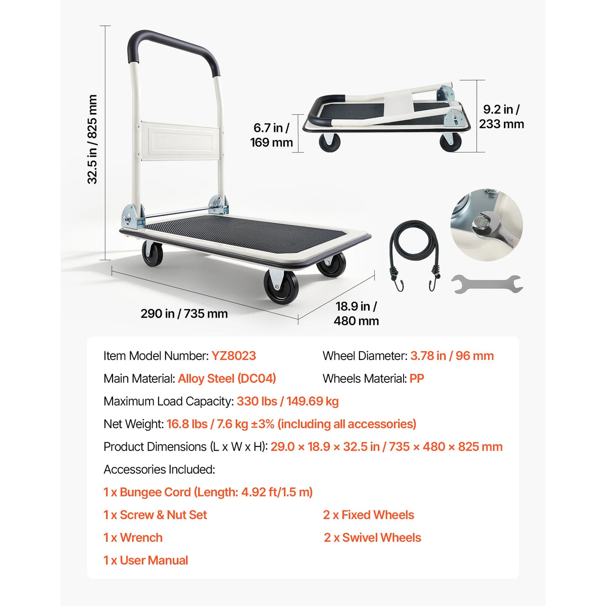 SucceBuy 330/660 lbs Foldable Push Cart Dolly with Swivel Wheels Moving Platform Truck Push Handle Flatbed Cart for Easy Storage - AMOCARTSucceBuy 330/660 lbs Foldable Push Cart Dolly with Swivel Wheels Moving Platform Truck Push Handle Flatbed Cart for Easy Storage
