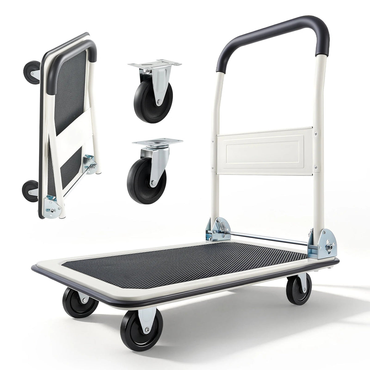 SucceBuy 330/660 lbs Foldable Push Cart Dolly with Swivel Wheels Moving Platform Truck Push Handle Flatbed Cart for Easy Storage - AMOCARTSucceBuy 330/660 lbs Foldable Push Cart Dolly with Swivel Wheels Moving Platform Truck Push Handle Flatbed Cart for Easy Storage