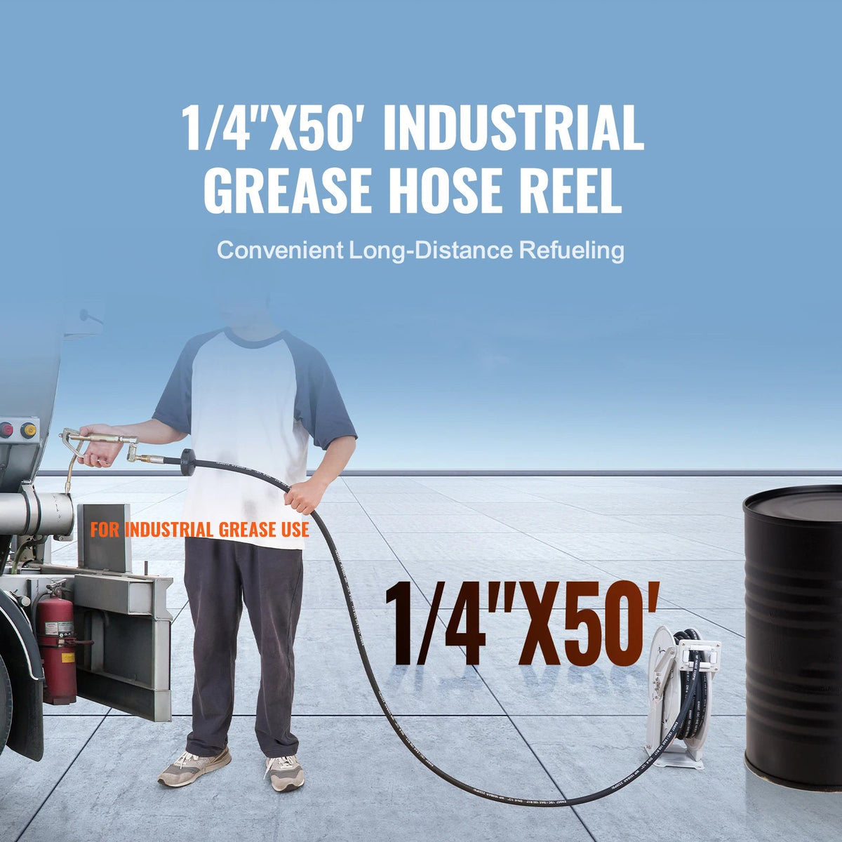 SucceBuy 33/50/66ft Fuel Hose Reel Extra Long Retractable Spring Driven Auto Swivel Rewind for Auto Repair Heavy Industries - AMOCARTSucceBuy 33/50/66ft Fuel Hose Reel Extra Long Retractable Spring Driven Auto Swivel Rewind for Auto Repair Heavy Industries
