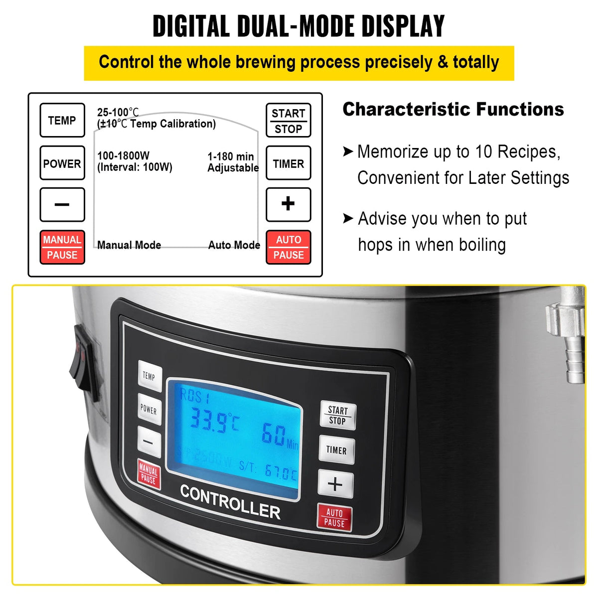 SucceBuy 35L110/220V 304Stainless Steel All-in-One Home Beer Brewer Electric Brewing System with Pump Brewing Beer Equipment Kit - AMOCARTSucceBuy 35L110/220V 304Stainless Steel All-in-One Home Beer Brewer Electric Brewing System with Pump Brewing Beer Equipment Kit