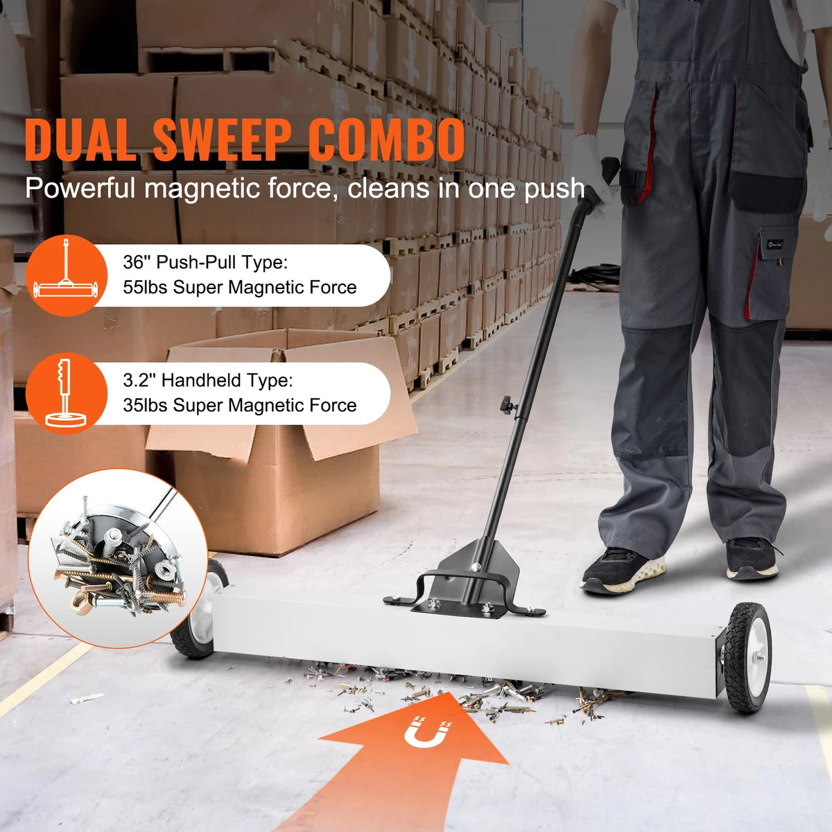 SucceBuy 36-Inch Magnetic Sweeper with Wheels 55 lbs Capacity Telescoping Magnetic Pickup Tool Adjustable for Workshop Garage - AMOCARTSucceBuy 36-Inch Magnetic Sweeper with Wheels 55 lbs Capacity Telescoping Magnetic Pickup Tool Adjustable for Workshop Garage