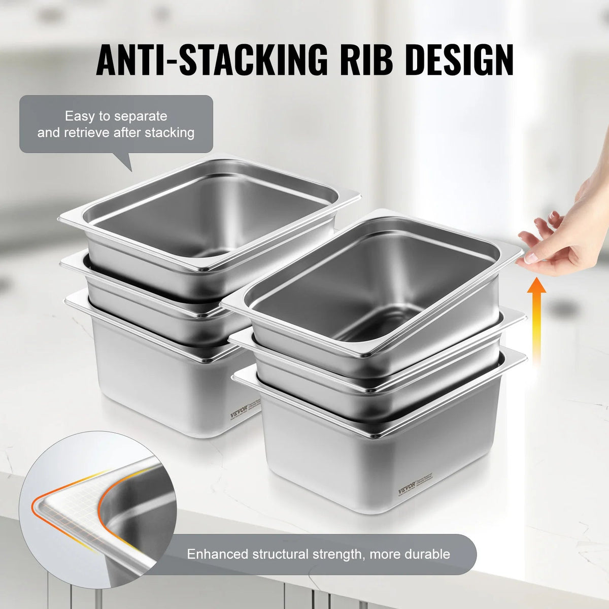 SucceBuy 4" 6" Deep Steam Table Pan 1/2 Size Hotel Pans for chafing 201 Stainless Steel Food Container for Party BBQ Baking - AMOCARTSucceBuy 4" 6" Deep Steam Table Pan 1/2 Size Hotel Pans for chafing 201 Stainless Steel Food Container for Party BBQ Baking