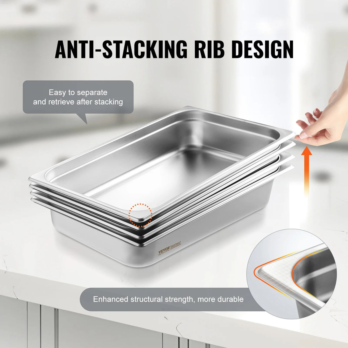 SucceBuy 4Pack Hotel Pans Full Size Anti-Jam Steam Pan with Lid Stainless Steel Steam Table Pan 4-Inch Deep Commercial Table Pan - AMOCARTSucceBuy 4Pack Hotel Pans Full Size Anti-Jam Steam Pan with Lid Stainless Steel Steam Table Pan 4-Inch Deep Commercial Table Pan