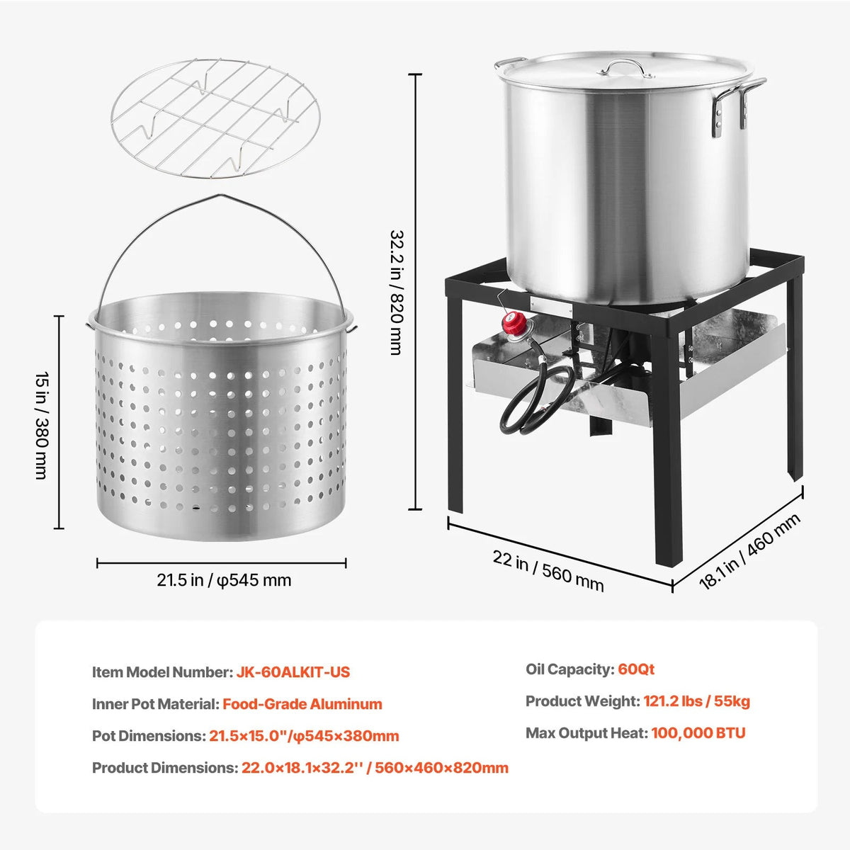 SucceBuy 60/80/100Qt Seafood Boiling Kit with Strainer Cooking Set for Crab Crawfish Boiling Aluminum Stockpot with Steamer Rack - AMOCARTSucceBuy 60/80/100Qt Seafood Boiling Kit with Strainer Cooking Set for Crab Crawfish Boiling Aluminum Stockpot with Steamer Rack