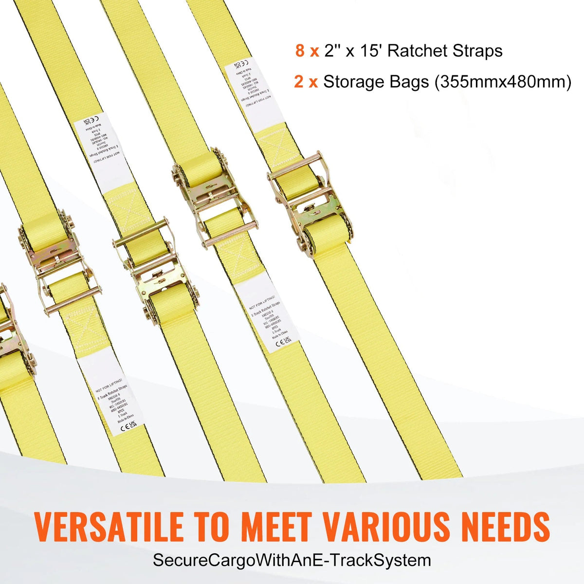 SucceBuy 8pcs 4400Lbs Ratchet Tie Down Straps E-Track Heavy Duty Strap with Hook Loop for Moving Securing Cargo Lawn Equipment - AMOCARTSucceBuy 8pcs 4400Lbs Ratchet Tie Down Straps E-Track Heavy Duty Strap with Hook Loop for Moving Securing Cargo Lawn Equipment