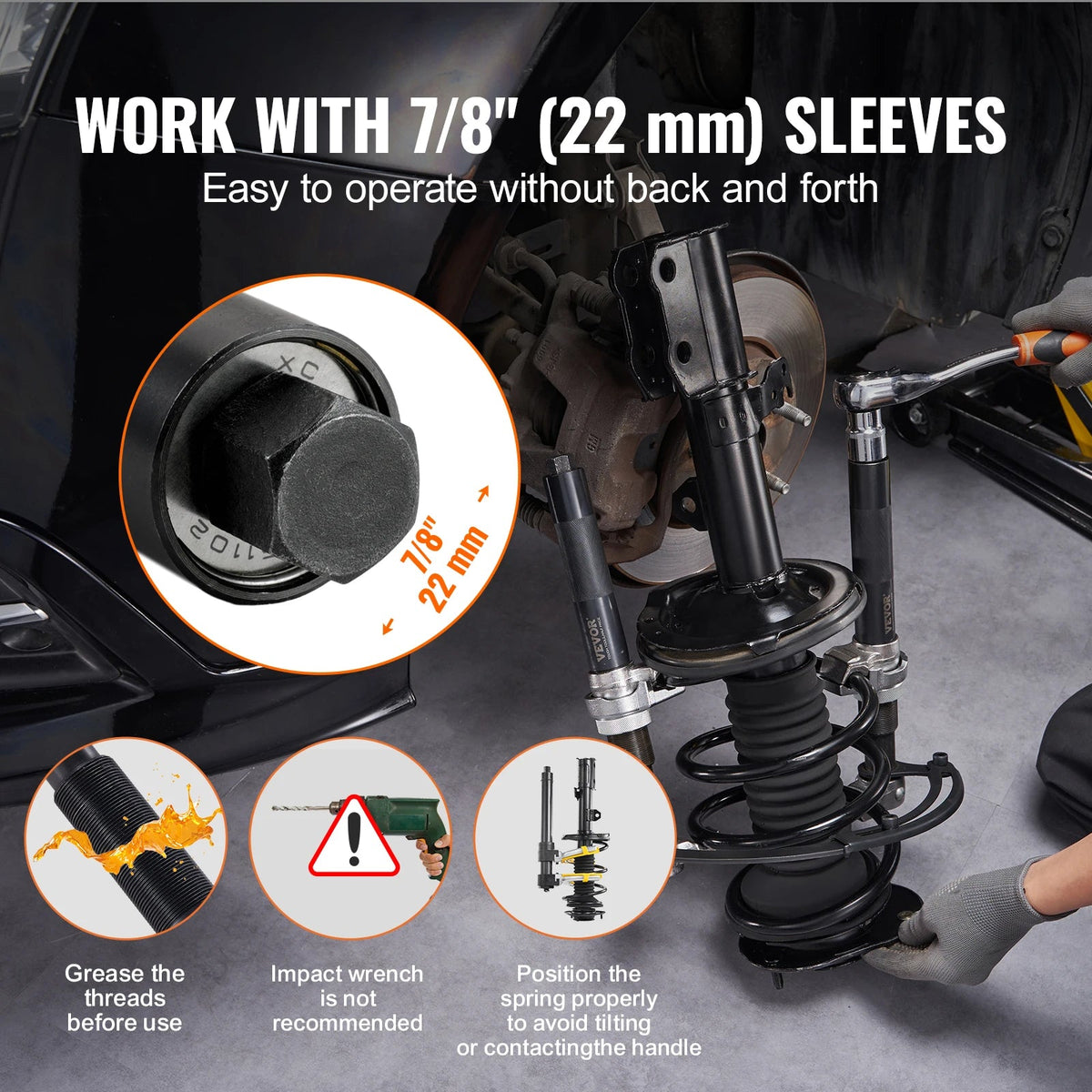 SucceBuy Coil Spring Compressor Tool 2 pcs Heavy Duty Strut Spring Compressor Set 2646 lbs Strut Spring Compressor for Truck ATV - AMOCARTSucceBuy Coil Spring Compressor Tool 2 pcs Heavy Duty Strut Spring Compressor Set 2646 lbs Strut Spring Compressor for Truck ATV