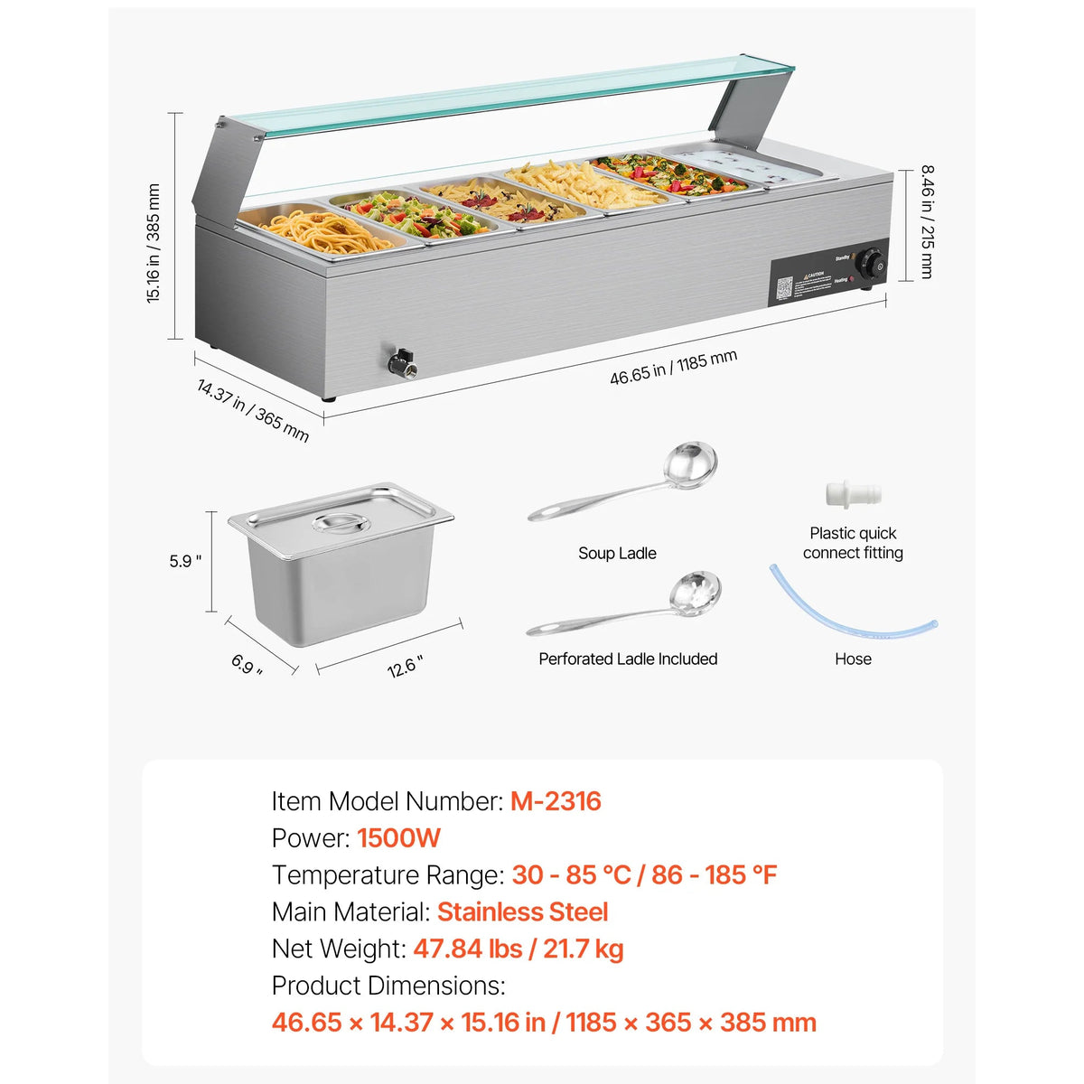 SucceBuy Commercial Food Warmer Electric Stainless Steel Steam Food Warmer Countertop Buffet Bain Marie with Soup for Catering - AMOCARTSucceBuy Commercial Food Warmer Electric Stainless Steel Steam Food Warmer Countertop Buffet Bain Marie with Soup for Catering