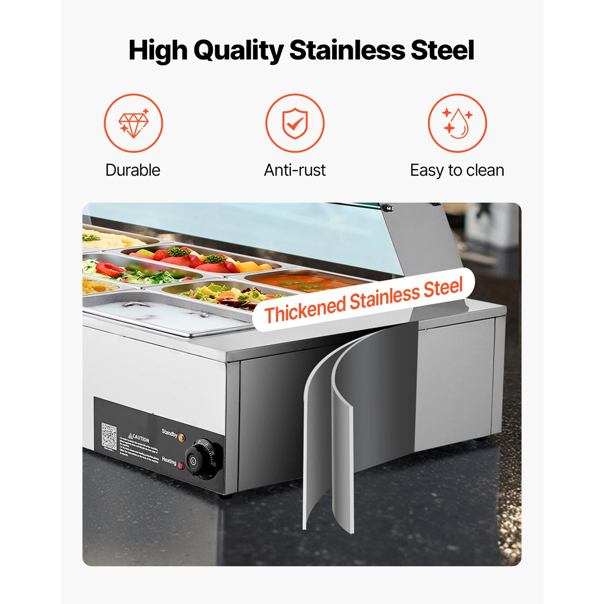 SucceBuy Commercial Food Warmer Electric Stainless Steel Steam Food Warmer Countertop Buffet Bain Marie with Soup for Catering - AMOCARTSucceBuy Commercial Food Warmer Electric Stainless Steel Steam Food Warmer Countertop Buffet Bain Marie with Soup for Catering