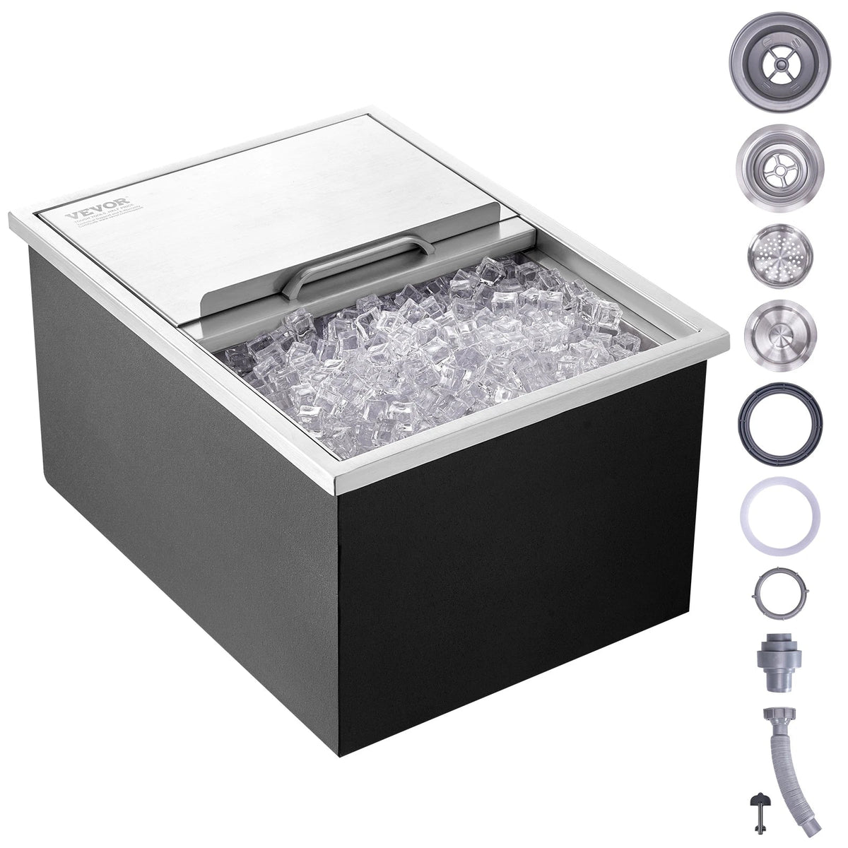 SucceBuy Drop in Ice Chest Stainless Steel Ice Cooler Commercial Ice Bin with Sliding Cover Outdoor Kitchen Ice Bar - AMOCARTSucceBuy Drop in Ice Chest Stainless Steel Ice Cooler Commercial Ice Bin with Sliding Cover Outdoor Kitchen Ice Bar