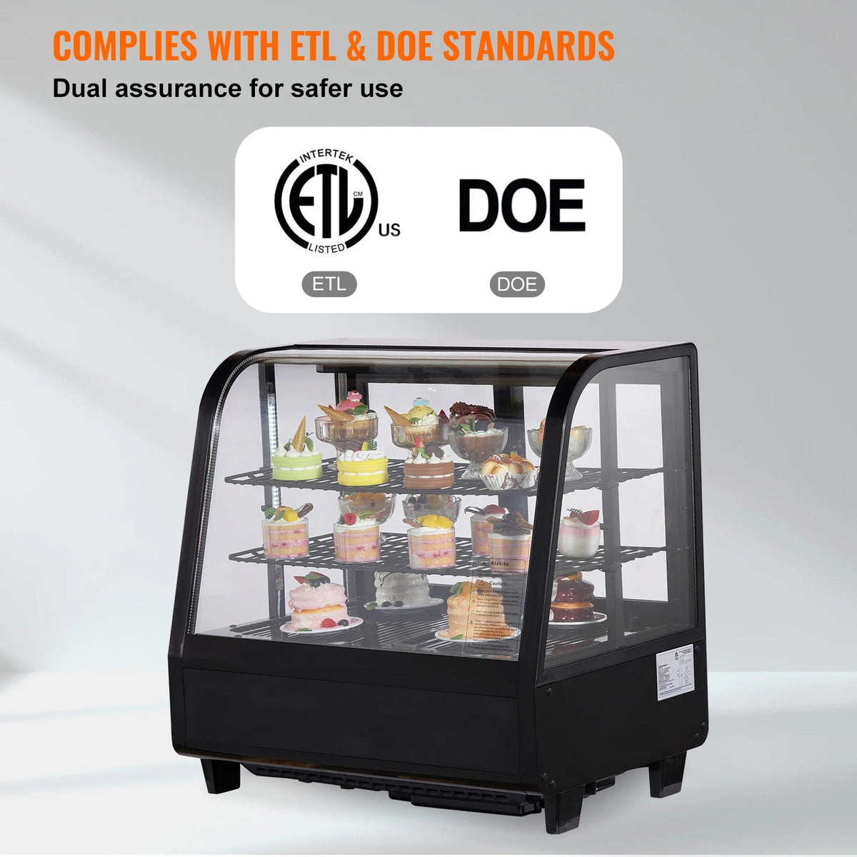 SucceBuy Refrigerated Display Case Countertop Pastry Display Case LED Lighting TURBO Cooling Frost Free Air Cooling - AMOCARTSucceBuy Refrigerated Display Case Countertop Pastry Display Case LED Lighting TURBO Cooling Frost Free Air Cooling