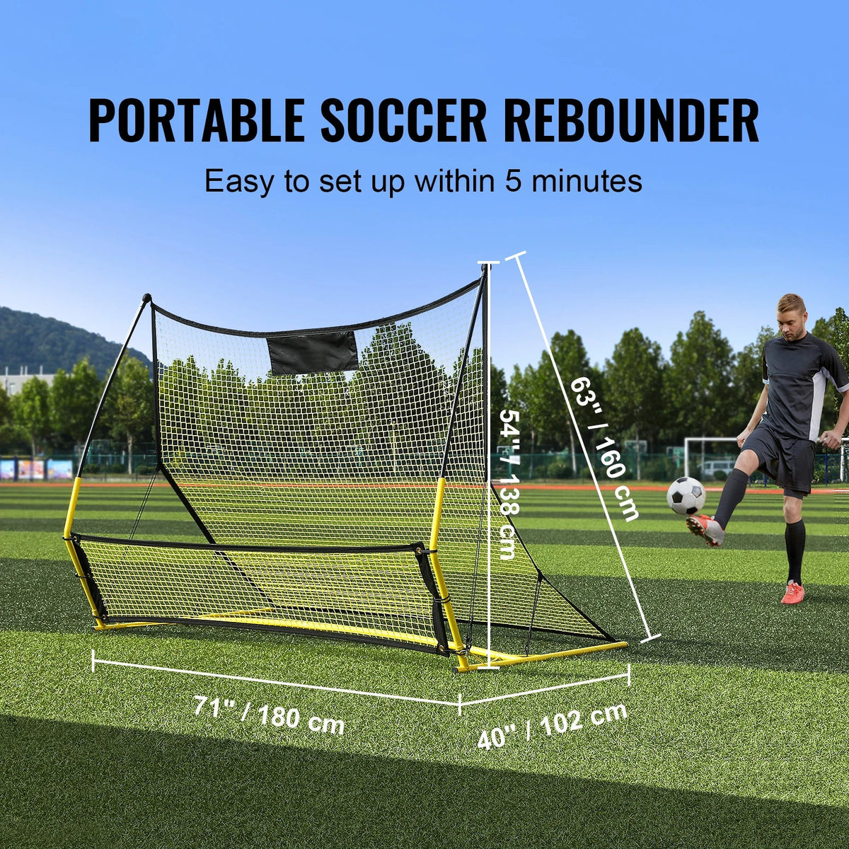 SucceBuy Soccer Trainer 2 IN 1 Rebounder Net Iron Soccer Practice Equipment Sports Football Rebounder Wall forTeam Solo Training - AMOCARTSucceBuy Soccer Trainer 2 IN 1 Rebounder Net Iron Soccer Practice Equipment Sports Football Rebounder Wall forTeam Solo Training