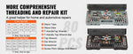 Amocart Tap and Die Set 40PCs 60PCs 80PCs 110/116PCs Metric SAE Standard Bearing Steel Taps and Dies Essential Threading Tool