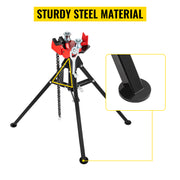 Bild in Galerie-Viewer laden, SucceBuy Steel Tripod Pipe Chain Vise 1/8-5in Capacity Foldable Legs Tri-Stand Bench Vice for Fixing Support Bending Metal Pipes
