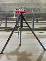 Bild in Galerie-Viewer laden, SucceBuy Steel Tripod Pipe Chain Vise 1/8-5in Capacity Foldable Legs Tri-Stand Bench Vice for Fixing Support Bending Metal Pipes

