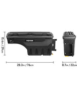 Amocart Truck Bed Storage Box Passenger Side Lockable Lid Waterproof ABS Wheel Well with Password Padlock Tool Box for Trucks