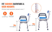Charger l'image dans la visionneuse de galerie, Amocart Swivel Shower Chair 360 Degree Adjustable with Armrest and Backrest for Shower or Bathtub Non-Slip for Elderly Disabled
