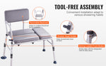 Amocart Tub Transfer Bench for Bathtub Shower Seats Lightweight Shower Bench with Non-Slip Bath Seats with Armrest and Backrest