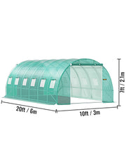 Charger l'image dans la visionneuse de galerie, Amocart Walk-in Tunnel Greenhouse Galvanized Frame &amp; Waterproof Cover 15x7x7/10x7x7/20x10x7/12x7x7 ft Greenhouses &amp; Cold Frames
