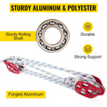 SucceBuy Twin Sheave Block & Tackle 2/5-1/2in 100Ft Braid Rope 35KN 7700LBS Lifting Trellis Rigging Cargo Slings for Garage