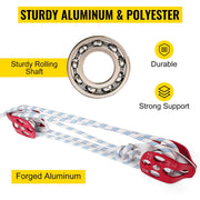 Load image into Gallery viewer, SucceBuy Twin Sheave Block &amp; Tackle 2/5-1/2in 100Ft Braid Rope 35KN 7700LBS Lifting Trellis Rigging Cargo Slings for Garage

